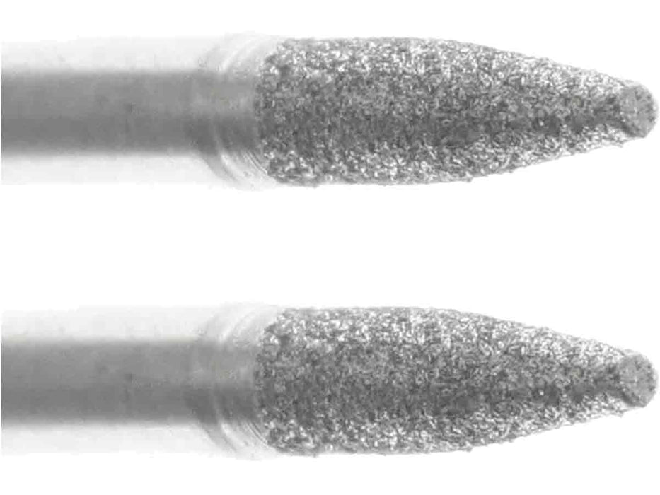 02.8mm - 7/64 x 3/8 inch 240 Grit Flame Diamond Burr - 1/8 inch shank - widgetsupply.com