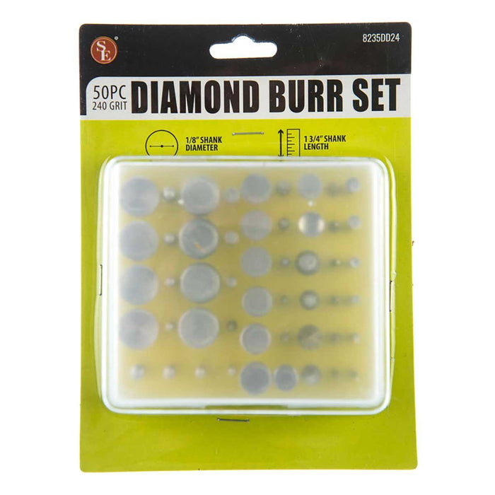 240 Grit Diamond Wheel and Burr Set - 1/8 inch shank - 50pc - widgetsupply.com