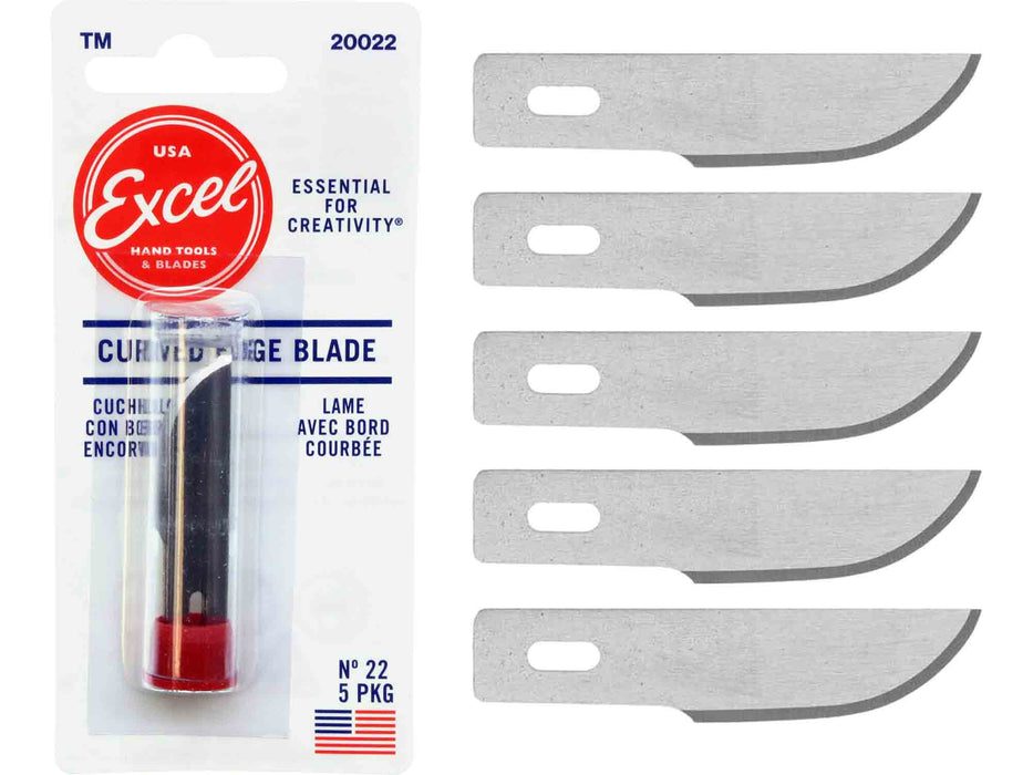 Excel 20022 #22 Curved Edge Knife Blade - USA - 5pc - widgetsupply.com