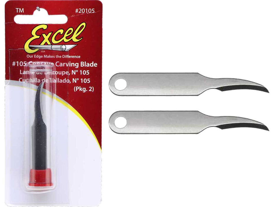 Excel 20105 #105 Small Curved Carving Blades - USA - 2pc - widgetsupply.com