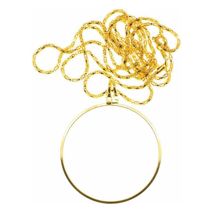 38.1mm - 1 5/8 inch 5.5x Pendant Magnifier - Chain - Gold - widgetsupply.com