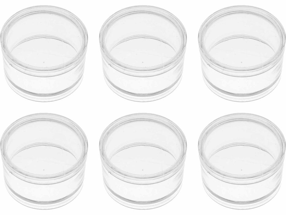 50.8mm - 2 inch Stackable Plastic Containers -  6 Screw On Lids - 6pc - widgetsupply.com