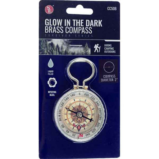 Compass - Brass with Glow in the Dark Bezel - widgetsupply.com