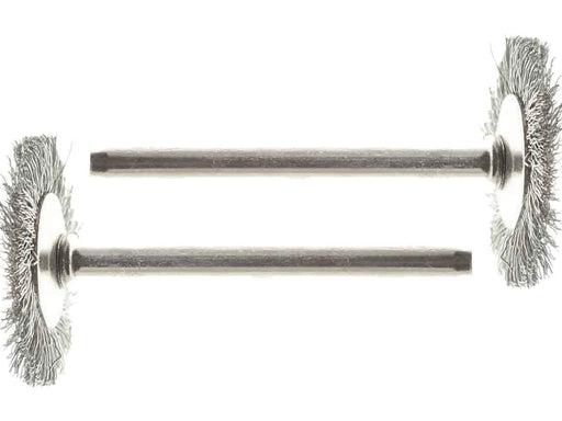 22.2mm - 7/8 inch Stainless Steel Wheel Brushes - 1/8 inch shank - 2pc - widgetsupply.com
