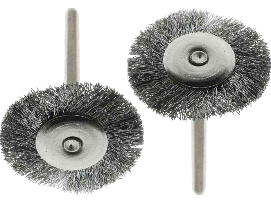 25.4mm - 1 inch Steel Wheel Brush - 1/8 inch shank - widgetsupply.com