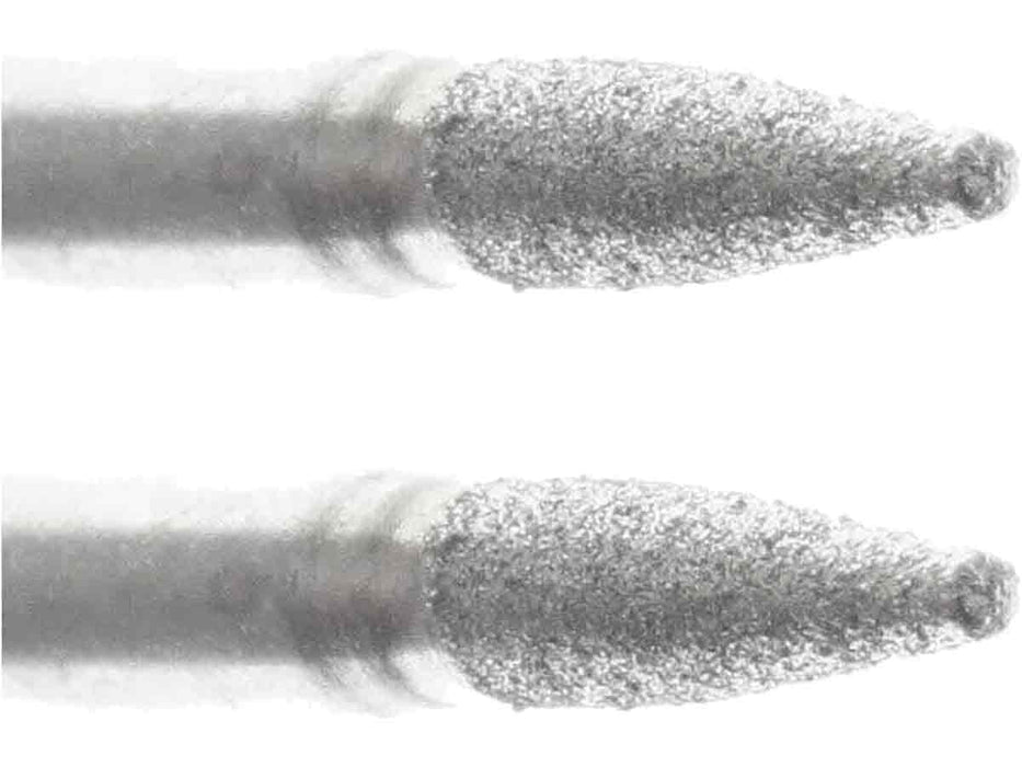 02.8mm - 7/64 x 3/8 inch 400 Grit Flame Diamond Burrs - 2pc - 1/8 inch shank