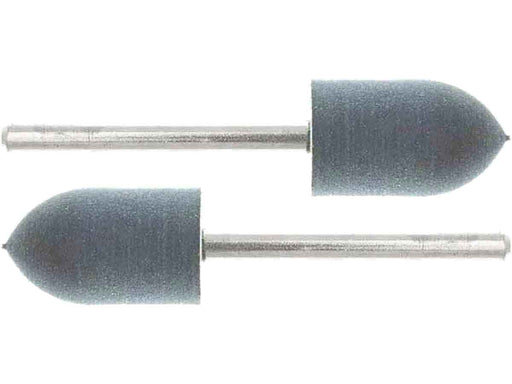 11.1mm - 7/16 x 3/4 inch 600 Grit Flame Rubber Polisher - 1/8 inch shank - widgetsupply.com