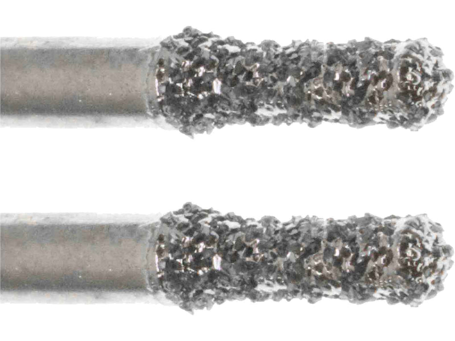 02.6mm 40 Grit Rounded Cylinder Diamond Burr - 1/8 inch shank - widgetsupply.com