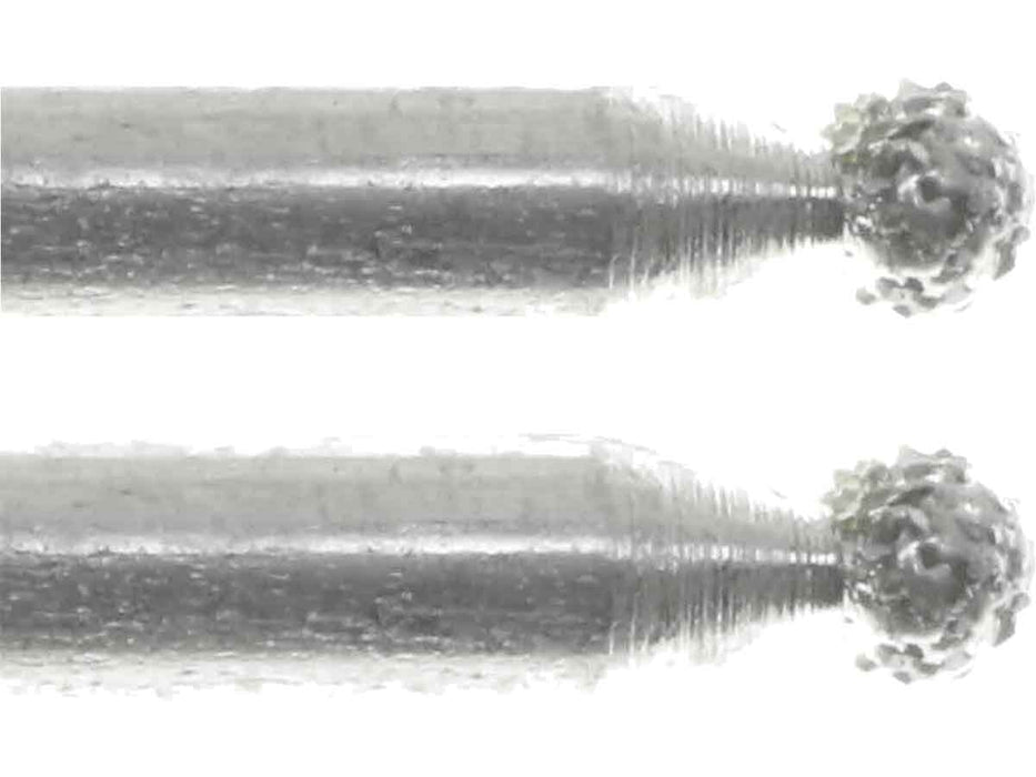 02.3mm 40 Grit Round Diamond Burr - 1/8 inch shank - widgetsupply.com