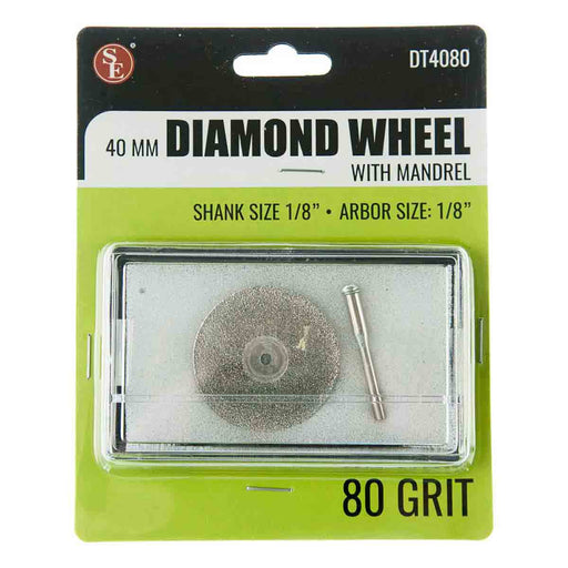 40mm - 1 5/8 inch 80 Grit Diamond Disc with Mandrel - 1/8 inch shank - widgetsupply.com
