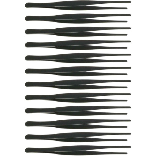 7.75 inch Black Serrated Blunt Tip Thumb Tweezers - widgetsupply.com