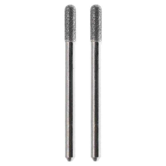 03.3mm 150 Grit Rounded Cylinder Diamond Burrs - 2pc - 1/8 inch shank