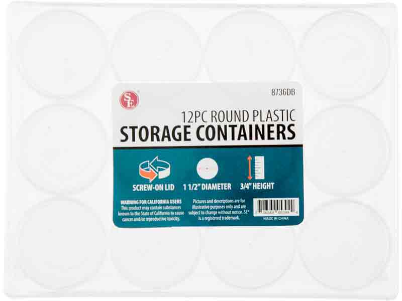 31.8mm - 1.25 inch Plastic Storage Containers - Screw On Lids - 12pc - widgetsupply.com