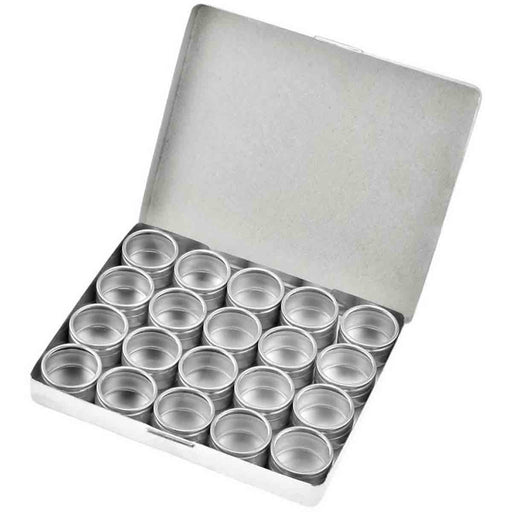 31.8mm - 1 1/4 inch Round Aluminum Jar Set - 20pc - widgetsupply.com