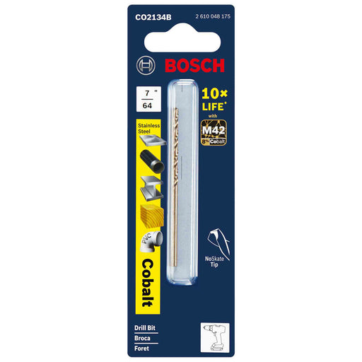 Bosch CO2134 - 7/64 inch Cobalt Twist Drill Bit - widgetsupply.com
