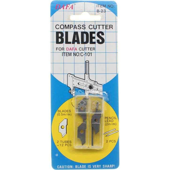 14pc Compass Cutter Replacement Blades and Pencil —
