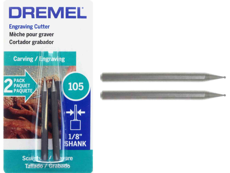 Dremel 105 Engraving Cutter, 1/32 in Dia, 1-1/2 in L, 1/8