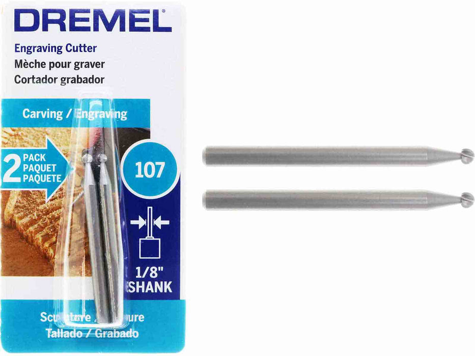 Dremel 107 - 2pc 3/32 inch ROUND Engraving Cutter —