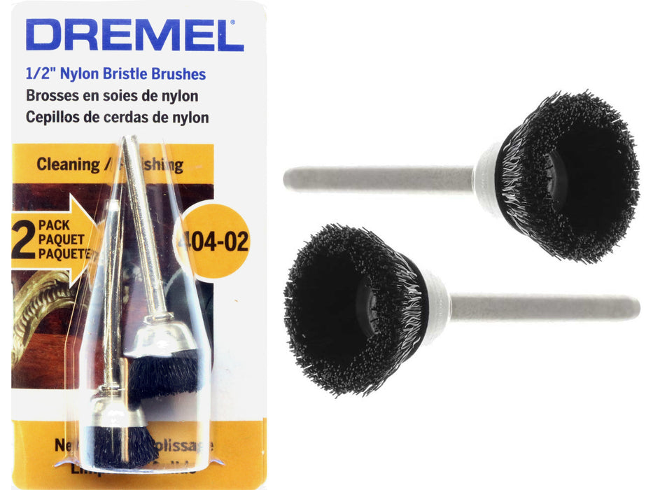 Dremel 404-02 Nylon Bristle CUP Brush - 2pc - widgetsupply.com