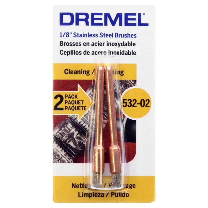 Dremel 532-02 Stainless Steel End Brush - 1/8 inch shank - 2pc - widgetsupply.com