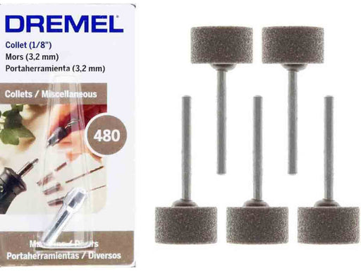 5pc Cylinder AO Grinding Stones and Dremel 480 Collet - widgetsupply.com