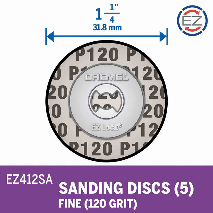 Dremel EZ412SA EZ Lock Sanding Discs - 120 Grit -5pc - widgetsupply.com