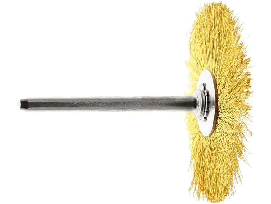 38.1mm - 1.5 inch Brass Wheel Brush - 1/8 inch shank - widgetsupply.com