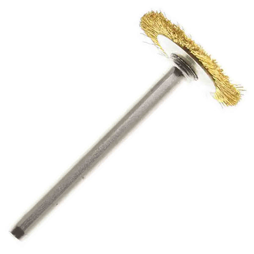 19mm - 3/4 inch Brass Wheel Brush - 1/8 inch shank - widgetsupply.com