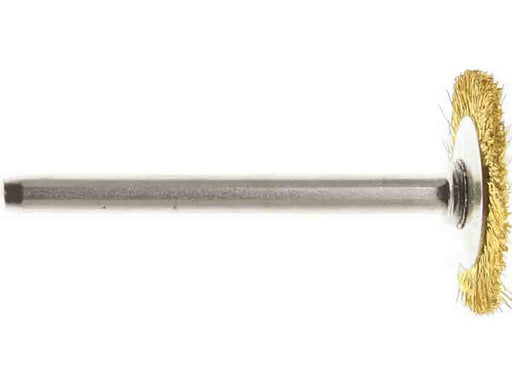19mm - 3/4 inch Brass Wheel Brush - 1/8 inch shank - widgetsupply.com