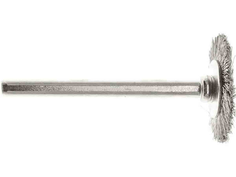 19mm - 3/4 inch Stainless Steel Wheel Brush - 1/8 inch shank - widgetsupply.com