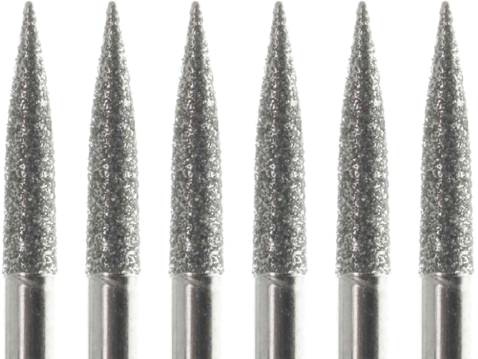 03.2mm - 1/8 x 3/8 inch Flame Diamond Burr - 6pc - widgetsupply.com