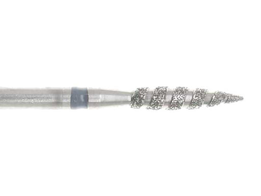 02.4 x 14mm Striped Flame Diamond burr - 150 Grit - 3/32 inch shank - widgetsupply.com