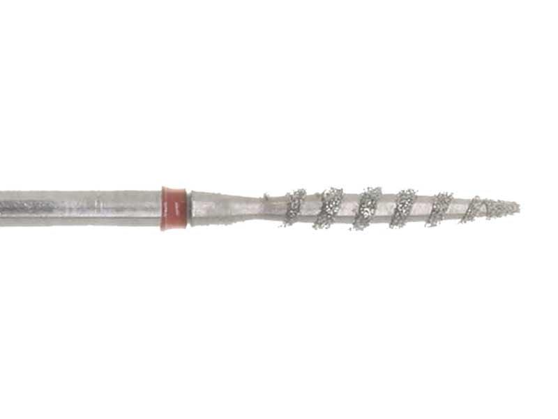02.4 x 14mm Striped Flame Diamond burr - 320 Grit - 3/32 inch shank - widgetsupply.com