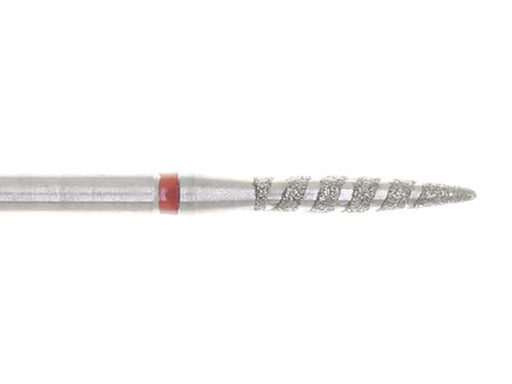 02.3 x 12mm Striped Flame Diamond burr - 320 Grit - 3/32 inch shank - widgetsupply.com