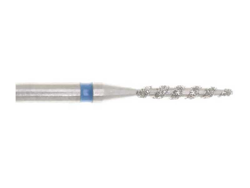 01.6 x 9.8mm Striped Flame Diamond burr - 150 Grit - 3/32 inch shank - widgetsupply.com