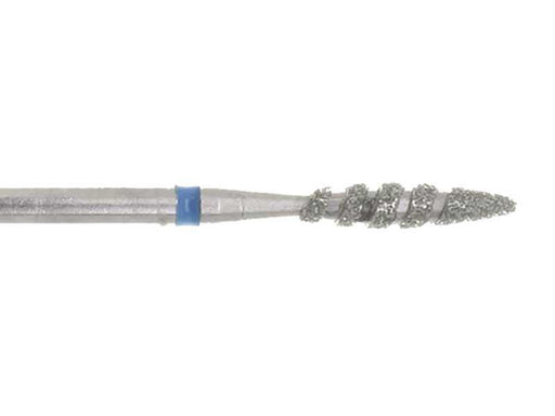 02.4 x 11mm Striped Flame Diamond burr - 150 Grit - 3/32 inch shank - widgetsupply.com