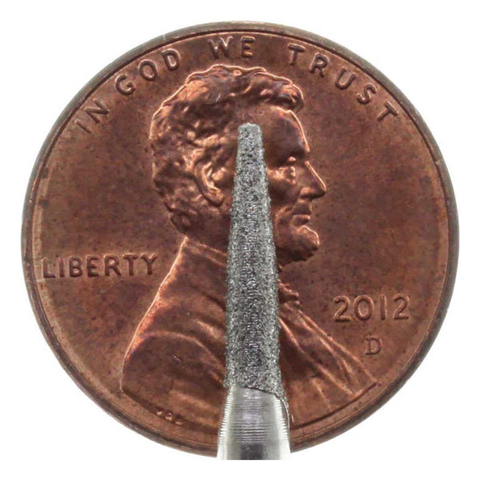 02.4mm - 3/32 x 13/32 inch 240 Grit Flame Diamond Burr - 1/8 inch shank - widgetsupply.com