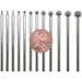 150 Grit Round Diamond Burr Set - 1/8 inch shank - 12pc - widgetsupply.com