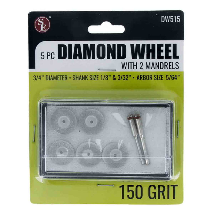 19mm - 3/4 inch 150 Grit Diamond Disc Set - 1/8 inch shank - 6pc