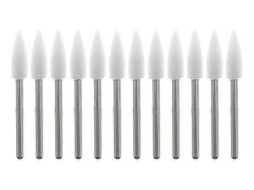 02.4mm - 3/32 inch Flame Arkansas Grinding Stones - 12pc - 1/16 inch Shank - widgetsupply.com