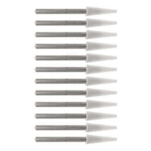 02.4mm - 3/32 Inch Cone White Arkansas Grinding Stones - 12pc - 1/16 inch shank - widgetsupply.com