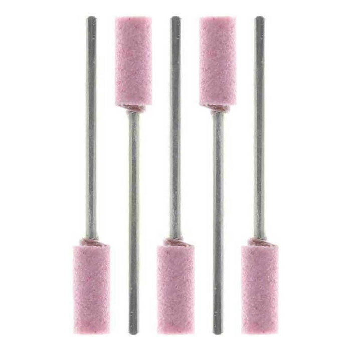 06.4mm - 1/4 x 1/2 inch Pink Cylinder Grinding Stone - 3/32 shank - 5pc - widgetsupply.com