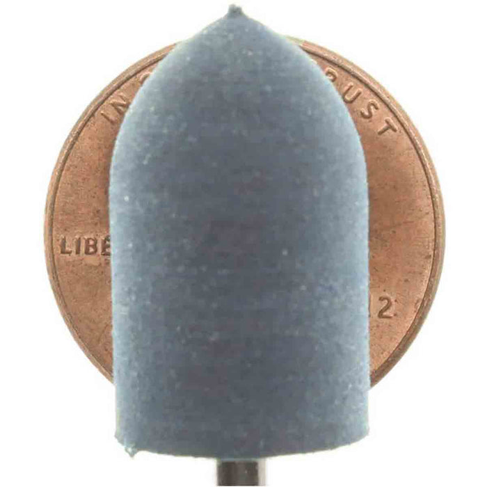 11.1mm - 7/16 x 3/4 inch 600 Grit Flame Rubber Polisher - 1/8 inch shank - widgetsupply.com