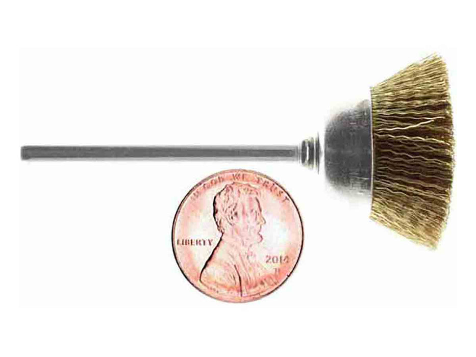 25.4mm - 1 inch Brass Cup Brush - 1/8 inch shank - 36pc - widgetsupply.com