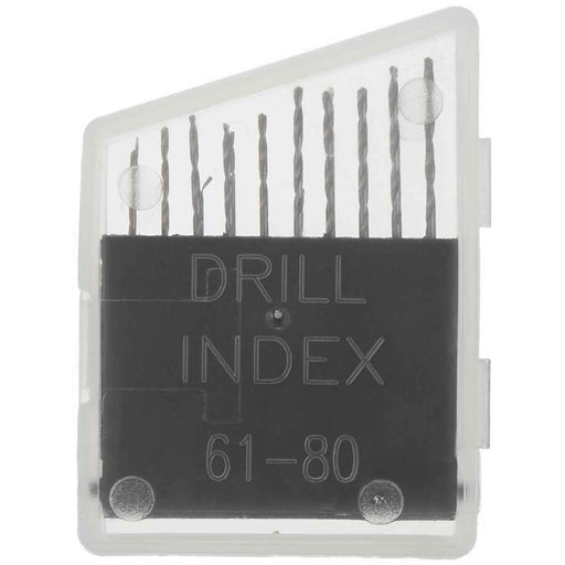 20pc Twist Drill Bits No 61-80 Plastic Index Case - widgetsupply.com