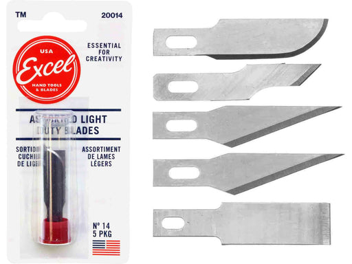 Excel 20014 Assorted Light Duty Knife Blades - USA - 5pc - widgetsupply.com