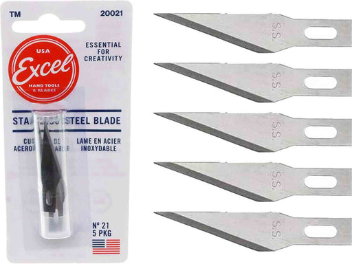 Excel 20021 #21 Stainless Steel Knife Blades - USA - 5pc - widgetsupply.com