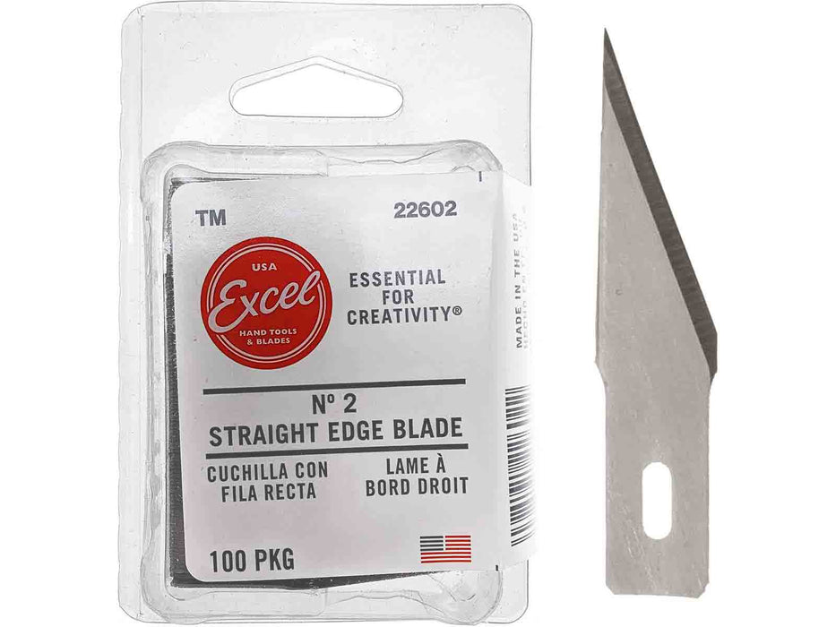 Excel 22602 #2 Straight Edge Knife Blades - USA - 100 Pack - widgetsupply.com