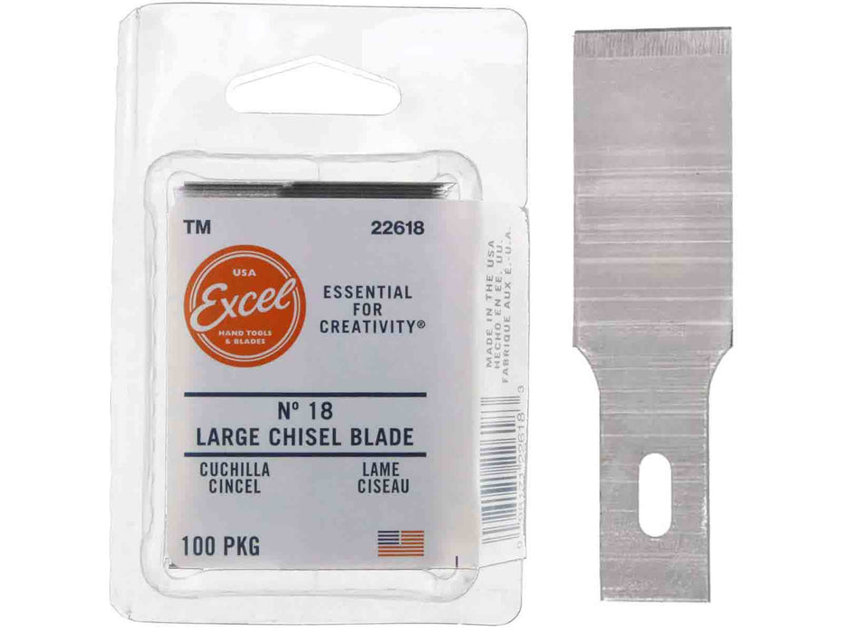Excel 22618 #18 Large Chisel Knife Blade - USA - 100pc - widgetsupply.com