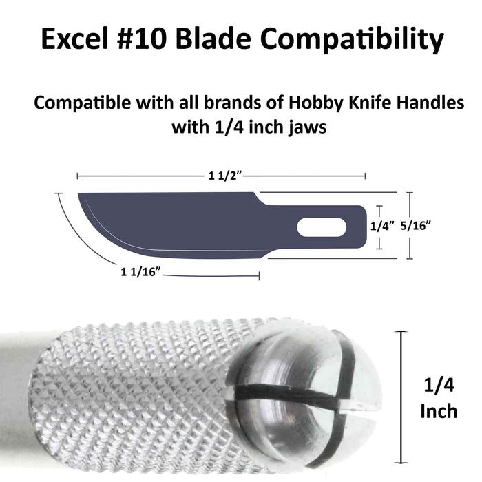 Excel 23010 #10 Curved Edge Hobby Blades - USA - 15pc - widgetsupply.com